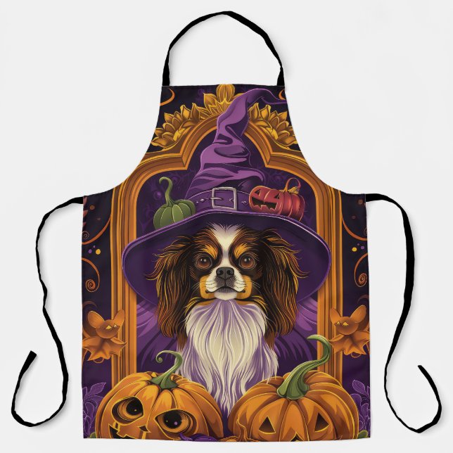Delantal Perro tibetano spaniel espeluznante de Halloween B (Anverso)