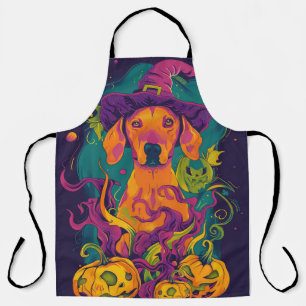 Delantal Perro Vizsla Espeluznante Bruja de Halloween y Cal