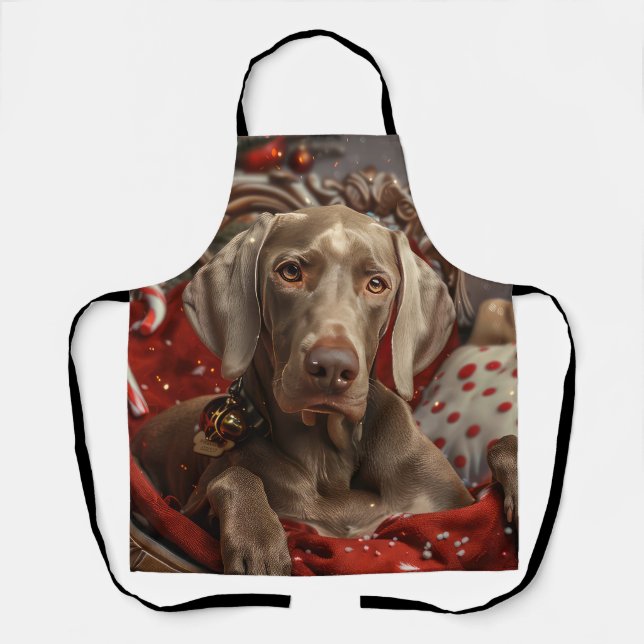 Delantal Perro Weimaraner Navidad Festiva (Anverso)