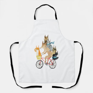 Delantal Perro y gatos en bicicleta