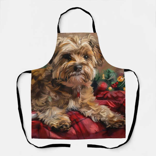 Delantal Perro Yorkipoo Navideño Festivo (Anverso)
