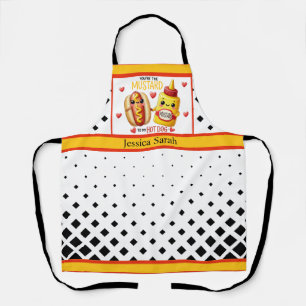 Delantal Perros calientes Kawaii adorables y mostaza