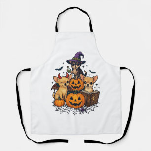 Delantal Perros Chihuahua de Halloween Calabazas Sombrero d