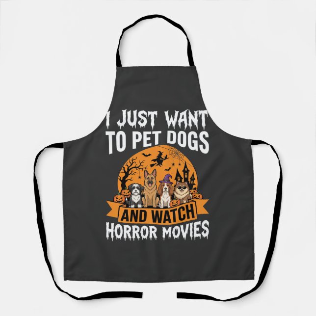 Delantal Perros divertidos de Halloween Vectores de películ (Anverso)