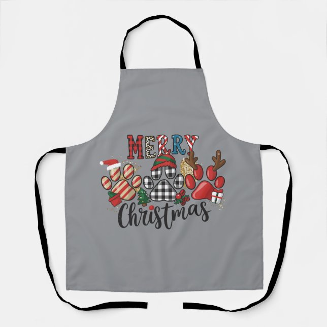 Delantal Perros Feliz Navidad Mama de Perros Patas  (Anverso)