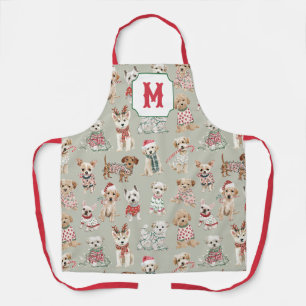 Delantal Perros Navideños Monograma Lindos