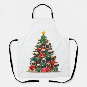 Delantal Perros Pugs Árbol de Navidad Navidades Lindas (2)