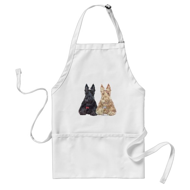 Delantal Perros Scottie de trigo y negro (Frente)