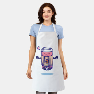 Delantal Personaje de café Personalizado gracioso
