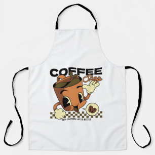 Delantal Personaje de la Copa de Café Cute Retro - Cafeterí