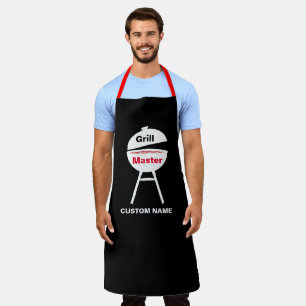 Delantal Personalice Con Nombre A Grill Black Chef Mens Muj