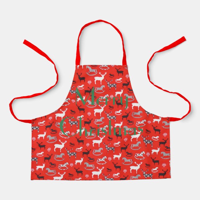 Delantal Personalice REINDEER DEER ROCKING HORSE Xmas Apron (Anverso)