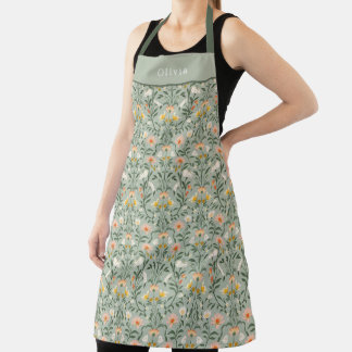 Delantal Personalised Botanical Flower Floral Pattern.