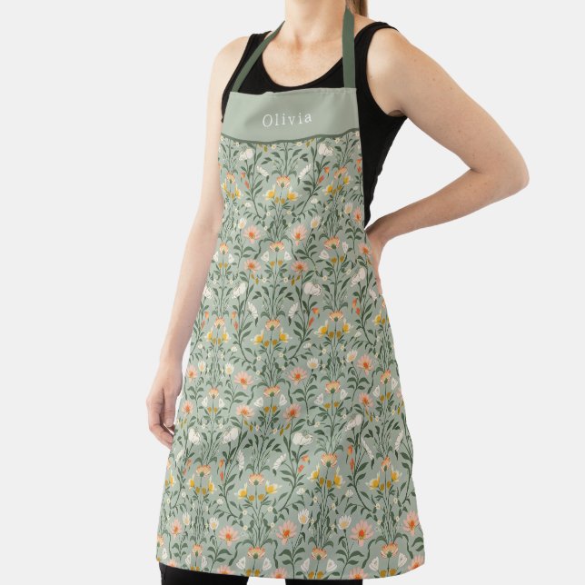 Delantal Personalised Botanical Flower Floral Pattern. (in situ)