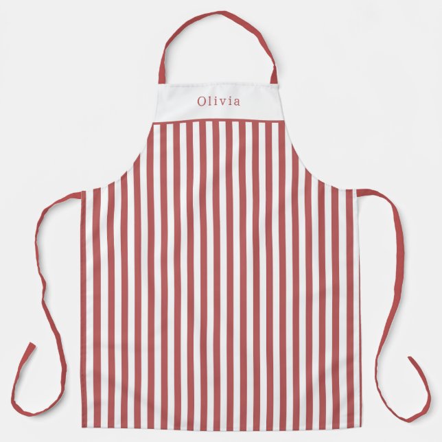 Delantal Personalised Burgundy Stripe Pattern Apron (Anverso)