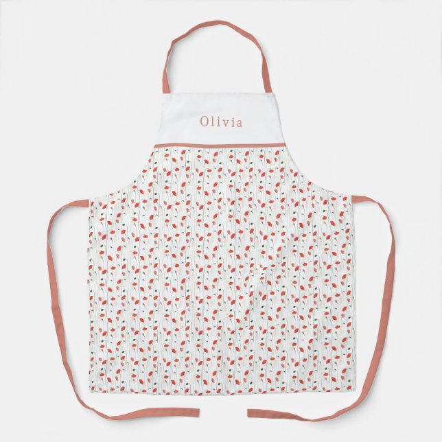 Delantal Personalised Pretty Poppy Pattern Apron (Anverso)