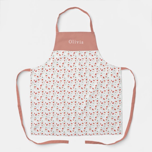 Delantal Personalised Pretty Poppy Pattern Apron (Anverso)