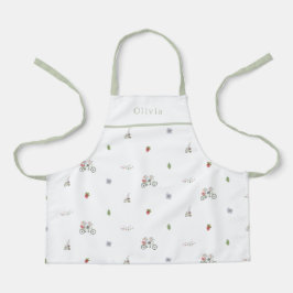 Delantal Personalised Spring Mice On A Bike Pattern Apron