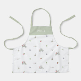 Delantal Personalised Spring Mice On A Bike Pattern Apron