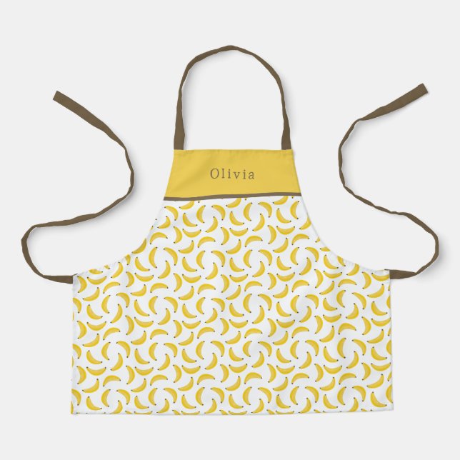 Delantal Personalised Yellow Banana Pattern Apron. (Anverso)