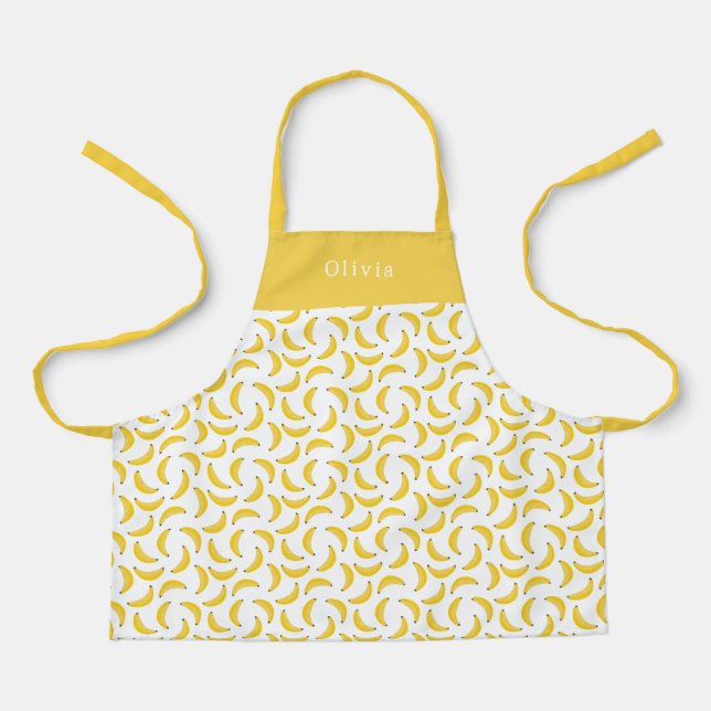 Delantal Personalised Yellow Banana Pattern Apron. (Anverso)