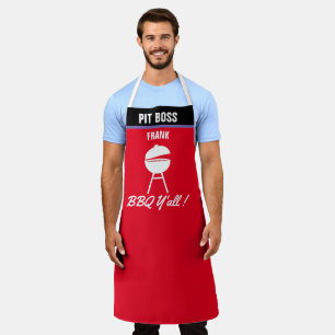 Delantal Personaliza a Pit Boss Funny BBQ Y'all Grill Chef