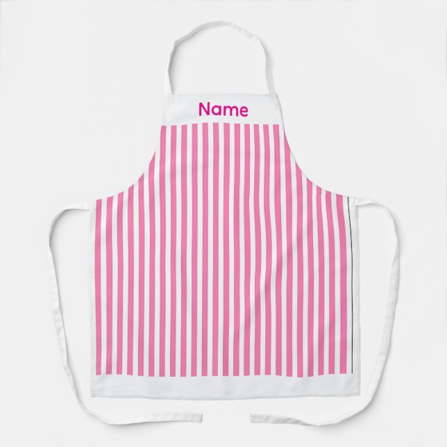 Delantal Personaliza Candy Stripe Rosa (Anverso)