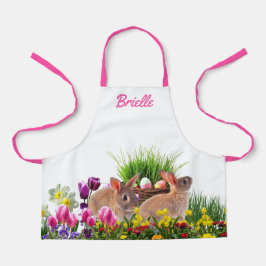 Delantal Personaliza el conejo de Pascua de los niños en el