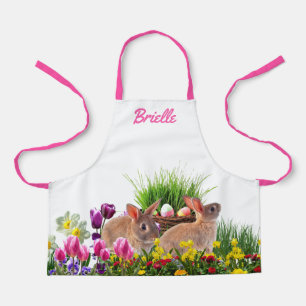 Delantal Personaliza el conejo de Pascua de los niños en el