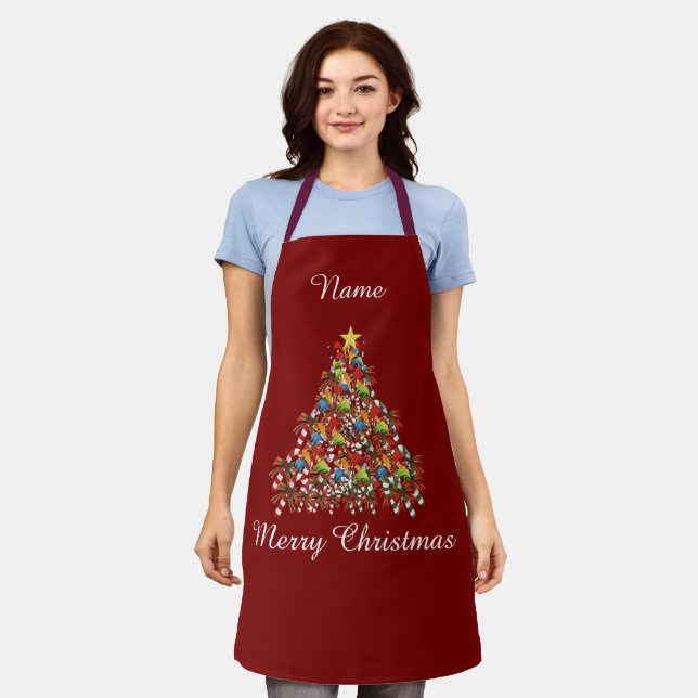 Delantal Personaliza Feliz Navidad Dk Rojo Fiesta  (Gastado)