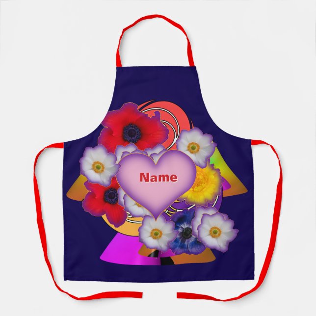 Delantal Personaliza Flores del Corazón (Anverso)