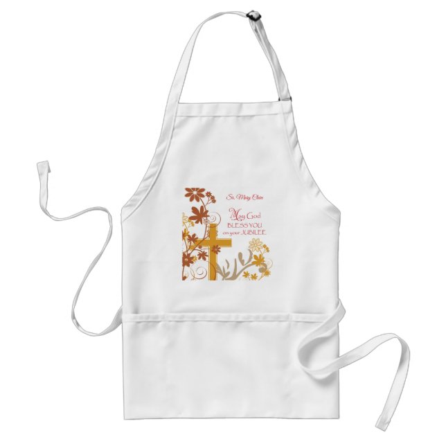 Delantal Personaliza, Jubilee Aniversario Nun Cross, Swirls (Frente)