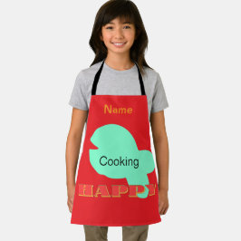 Delantal Personaliza la cocina de niños felices rojos
