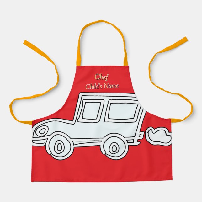 Delantal Personaliza la divertida ropa de niños de coches (Anverso)