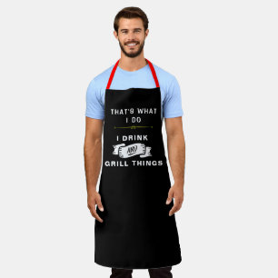 Delantal Personaliza lo gracioso que bebo y el chef de Gril