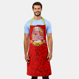 Delantal Personaliza Parrillero Divertido Chef Cerdo Cerdo 