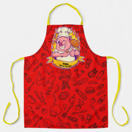 Delantal Personaliza Parrillero Divertido Chef Cerdo Cerdo 