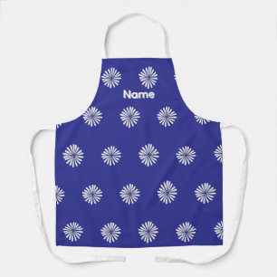 Delantal Personaliza Regalo Pétalos Blancos Azules