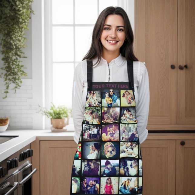 Delantal Personaliza tu foto aquí T-Shirt Apron (Personalized photo collage, custom photo grid apron.)