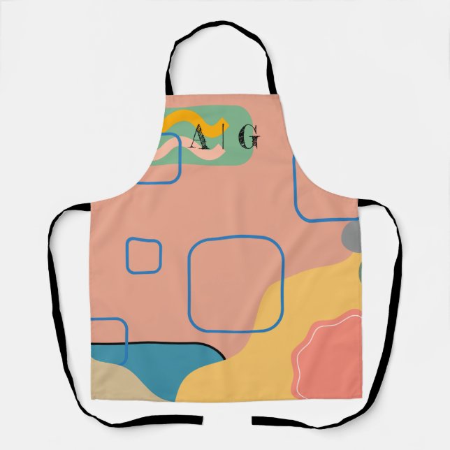 Delantal Personalizable Apron de cocina rosa abstracta (Anverso)