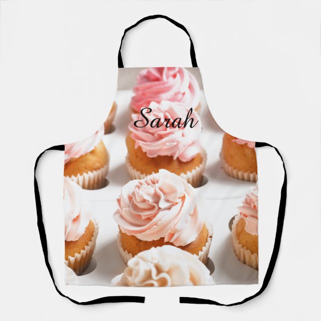 Delantal Personalizable Apron de cocina rosa y pastelitos (Anverso)