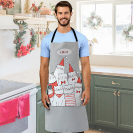 Delantal Personalizable de gatos de Navidades sonrientes