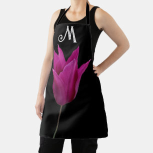 Delantal Personalizable de moda M monograma tulipano morado