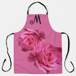 Delantal Personalizable de moda M nombre rosa flor floral