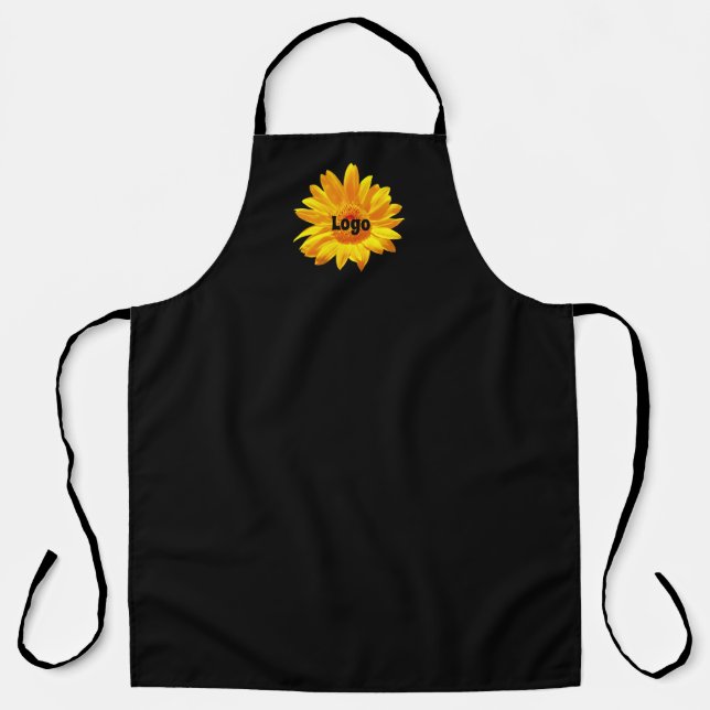 Delantal Personalizable girasol amarillo negro flor floral (Anverso)