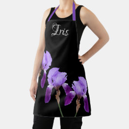 Delantal Personalizable Iris nombre bonito iris morado flor