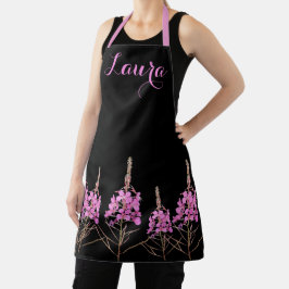 Delantal Personalizable Laura nombre bonito rosa floral ele