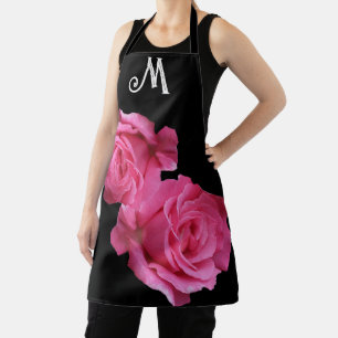 Delantal Personalizable M monograma bonito rosa rosa rosa r
