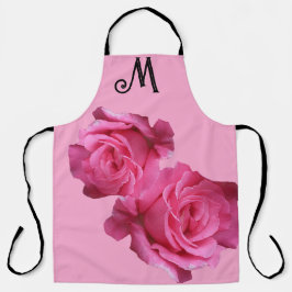 Delantal Personalizable M monograma bonito rosa rosa rosa r