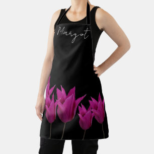 Delantal Personalizable Margot nombre tulipán morado boho f